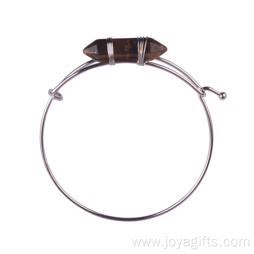 Hexagon Prism Design Natural Agate Gem Stone Bangle